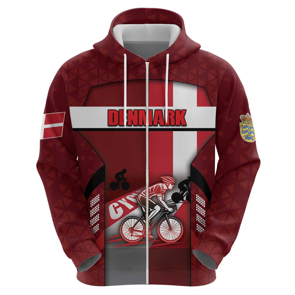 Personalized Denmark Cycling Hoodie Sporty Style Red - Wonder Print Shop