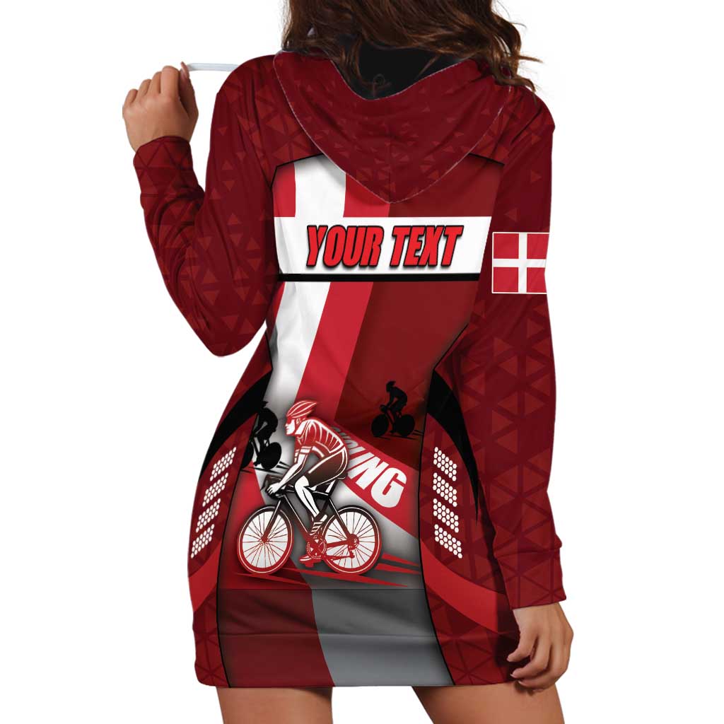 Personalized Denmark Cycling Hoodie Dress Sporty Style Red - Wonder Print Shop