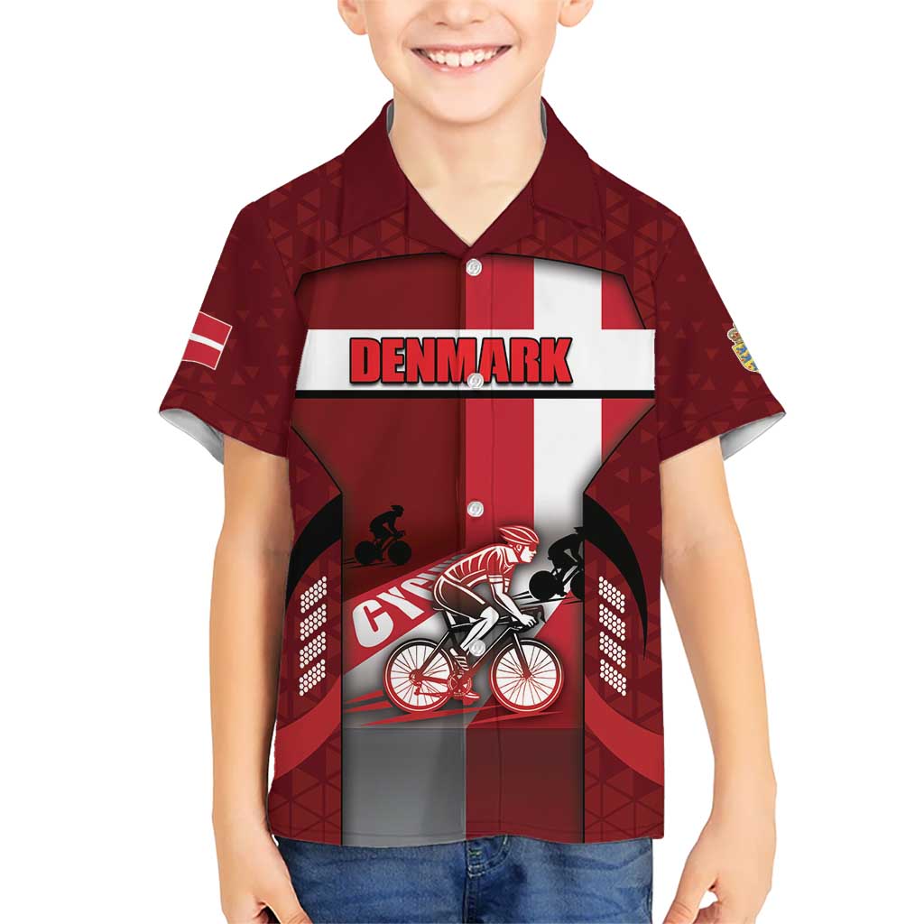 Personalized Denmark Cycling Kid Hawaiian Shirt Sporty Style Red - Wonder Print Shop