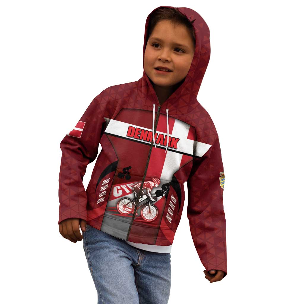 Personalized Denmark Cycling Kid Hoodie Sporty Style Red - Wonder Print Shop