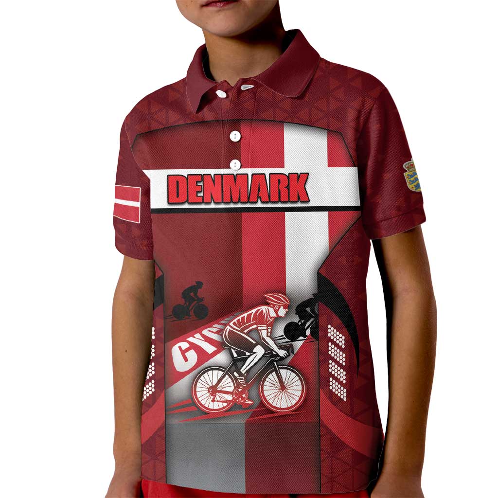 Personalized Denmark Cycling Kid Polo Shirt Sporty Style Red - Wonder Print Shop
