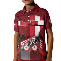 Personalized Denmark Cycling Kid Polo Shirt Sporty Style Red - Wonder Print Shop