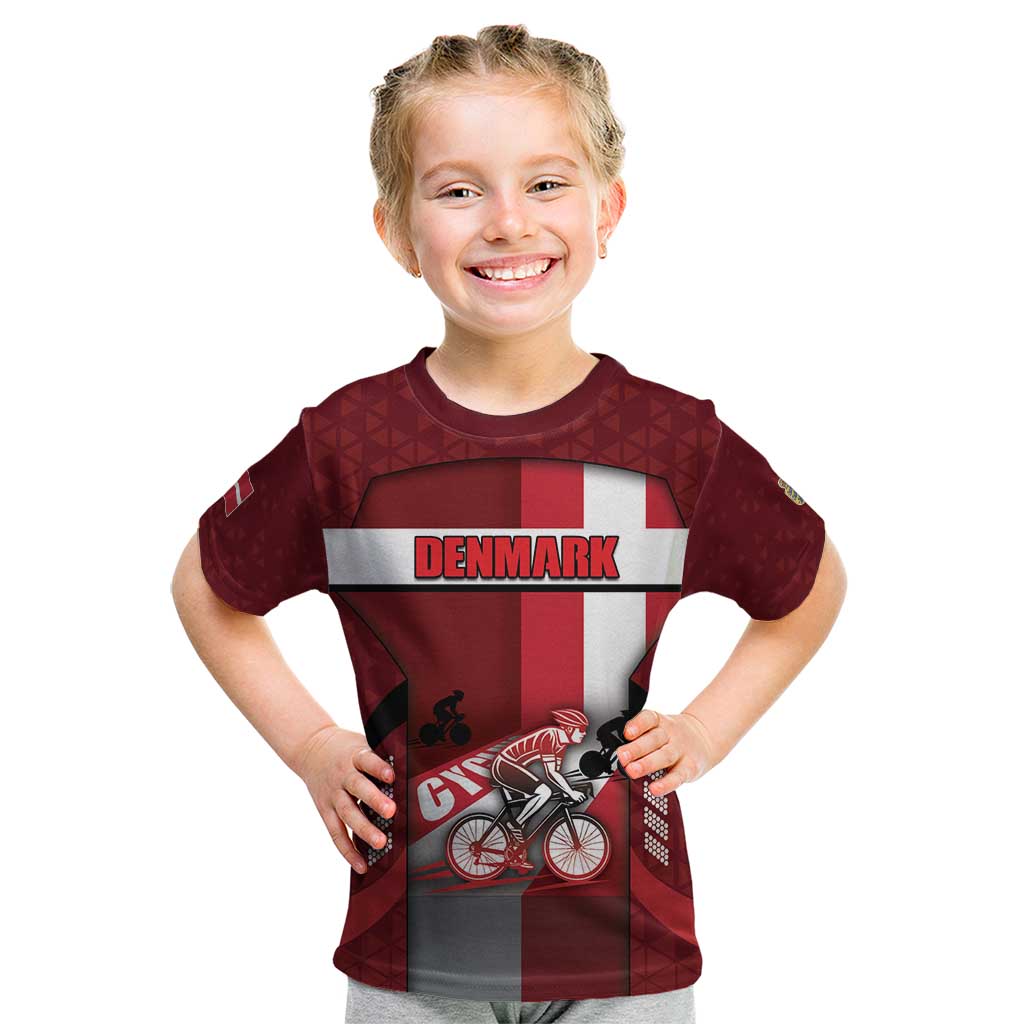 Personalized Denmark Cycling Kid T Shirt Sporty Style Red - Wonder Print Shop