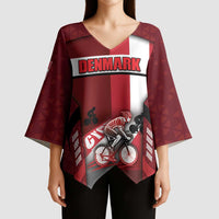 Personalized Denmark Cycling Kimono Sleeve Blouse Sporty Style Red - Wonder Print Shop