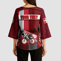 Personalized Denmark Cycling Kimono Sleeve Blouse Sporty Style Red - Wonder Print Shop