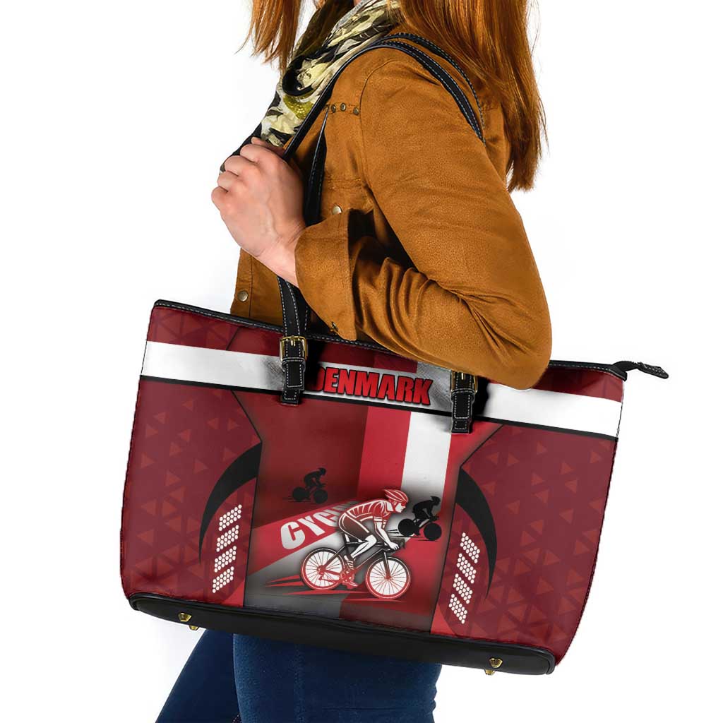 Denmark Cycling Leather Tote Bag Sporty Style Red - Wonder Print Shop