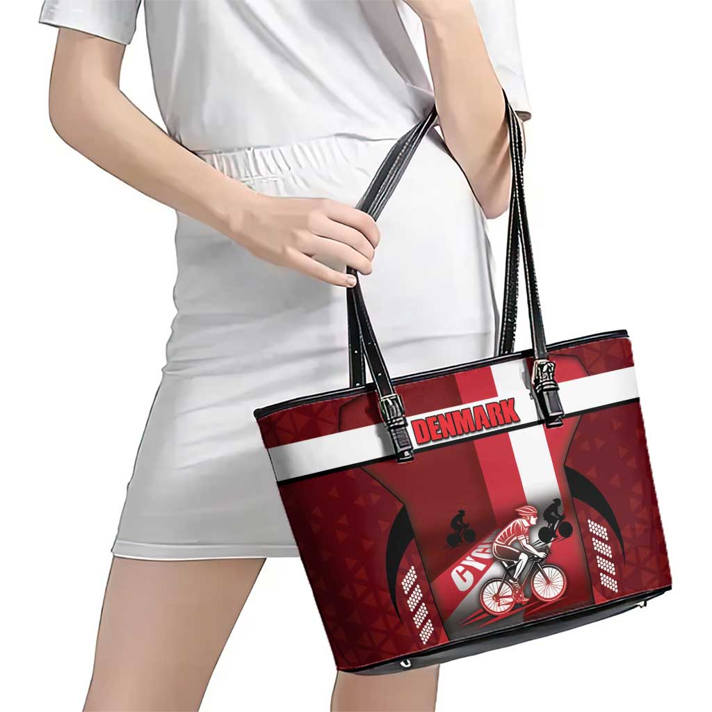 Denmark Cycling Leather Tote Bag Sporty Style Red - Wonder Print Shop