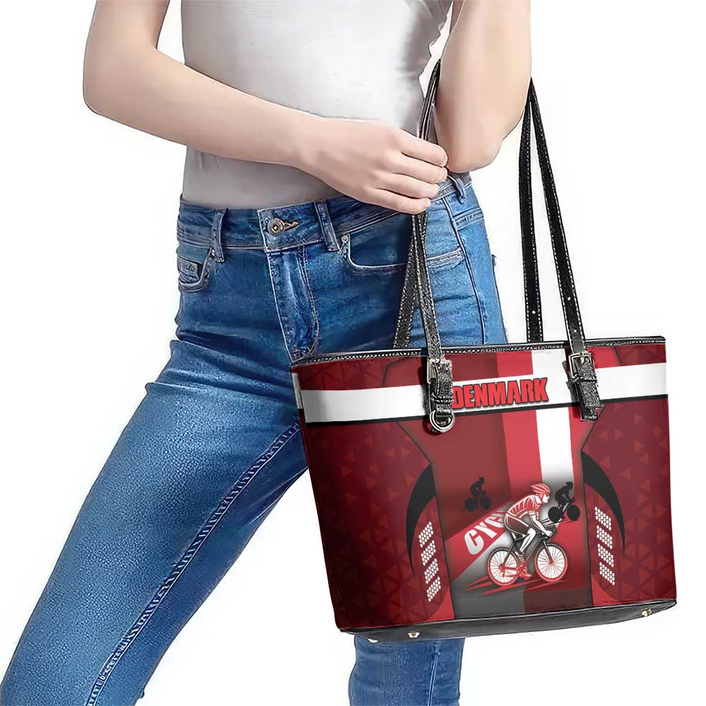 Denmark Cycling Leather Tote Bag Sporty Style Red - Wonder Print Shop