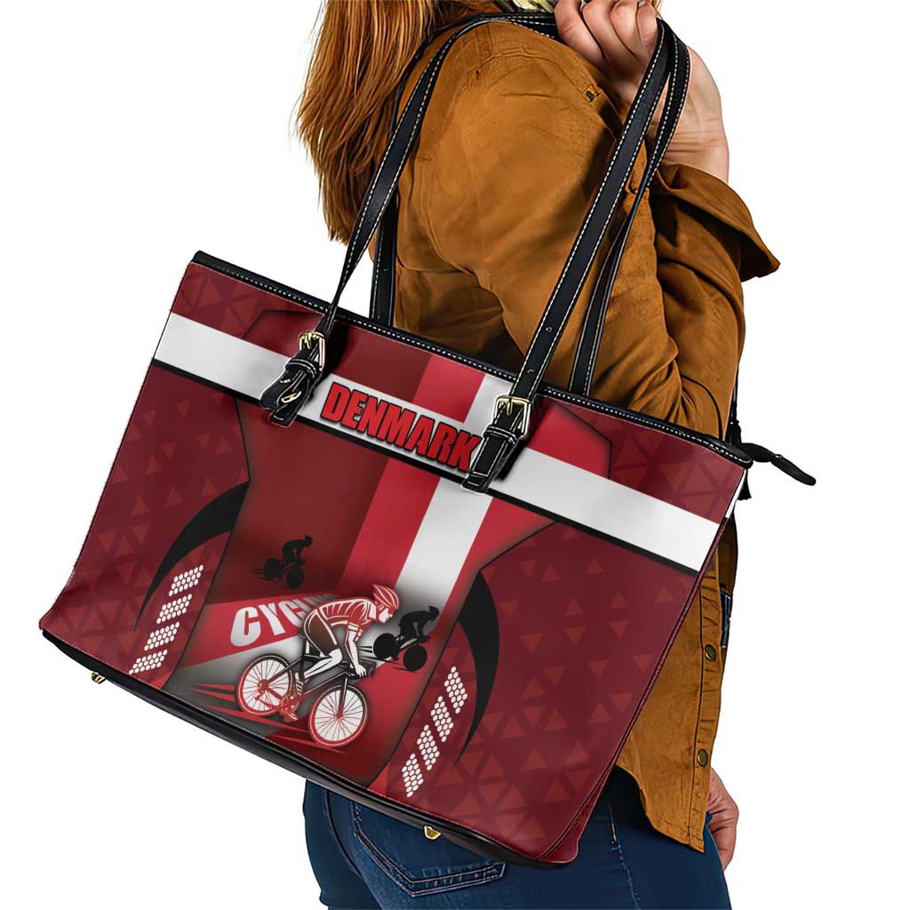 Denmark Cycling Leather Tote Bag Sporty Style Red - Wonder Print Shop