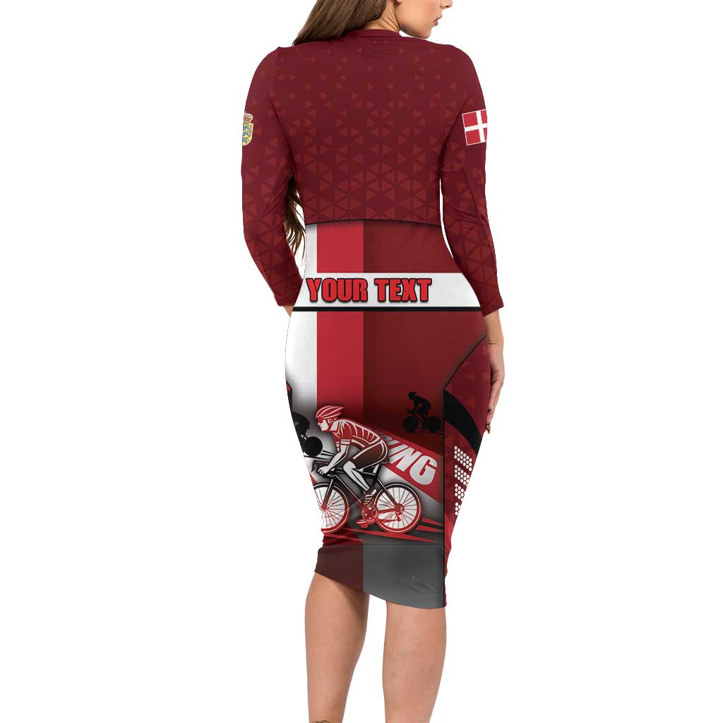 Personalized Denmark Cycling Long Sleeve Bodycon Dress Sporty Style Red - Wonder Print Shop