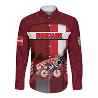 Personalized Denmark Cycling Long Sleeve Button Shirt Sporty Style Red - Wonder Print Shop