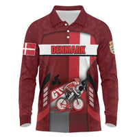 Personalized Denmark Cycling Long Sleeve Polo Shirt Sporty Style Red - Wonder Print Shop