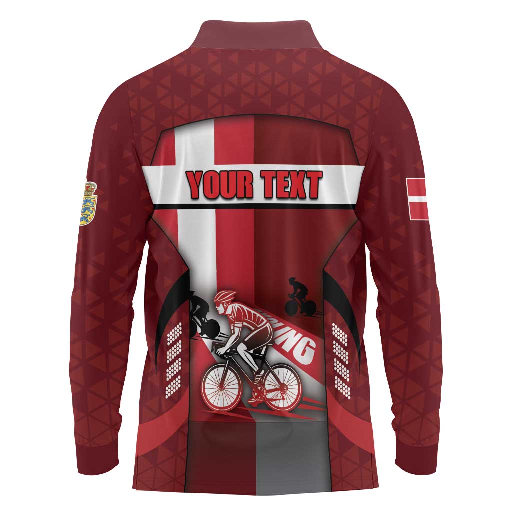 Personalized Denmark Cycling Long Sleeve Polo Shirt Sporty Style Red - Wonder Print Shop