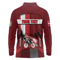 Personalized Denmark Cycling Long Sleeve Polo Shirt Sporty Style Red - Wonder Print Shop