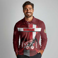 Personalized Denmark Cycling Long Sleeve Polo Shirt Sporty Style Red - Wonder Print Shop