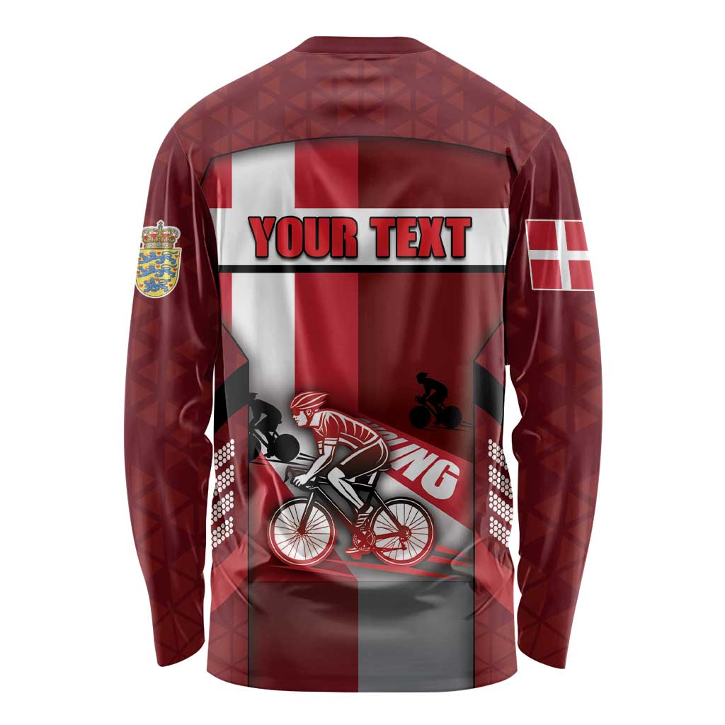 Personalized Denmark Cycling Long Sleeve Shirt Sporty Style Red - Wonder Print Shop