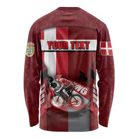 Personalized Denmark Cycling Long Sleeve Shirt Sporty Style Red - Wonder Print Shop