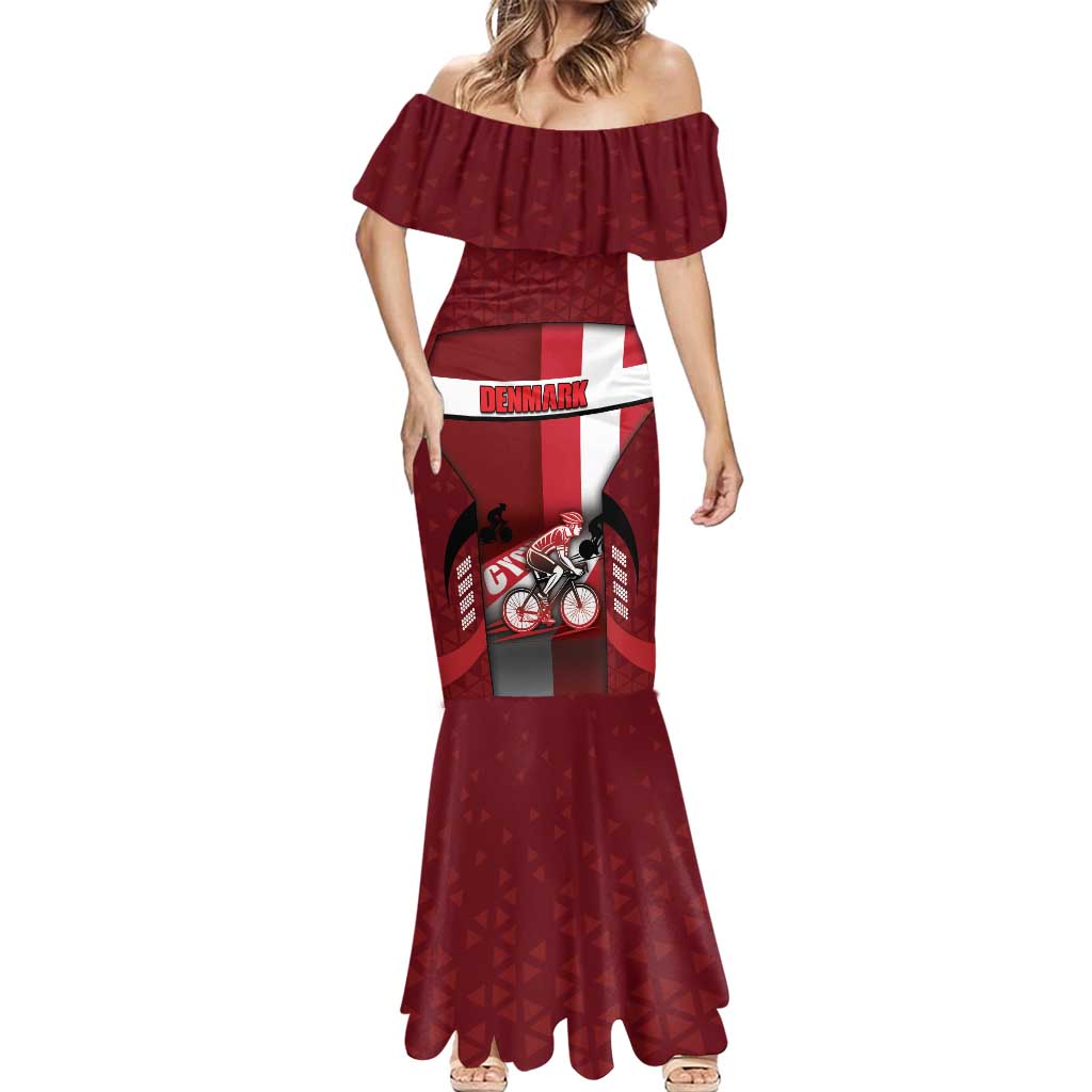 Personalized Denmark Cycling Mermaid Dress Sporty Style Red - Wonder Print Shop