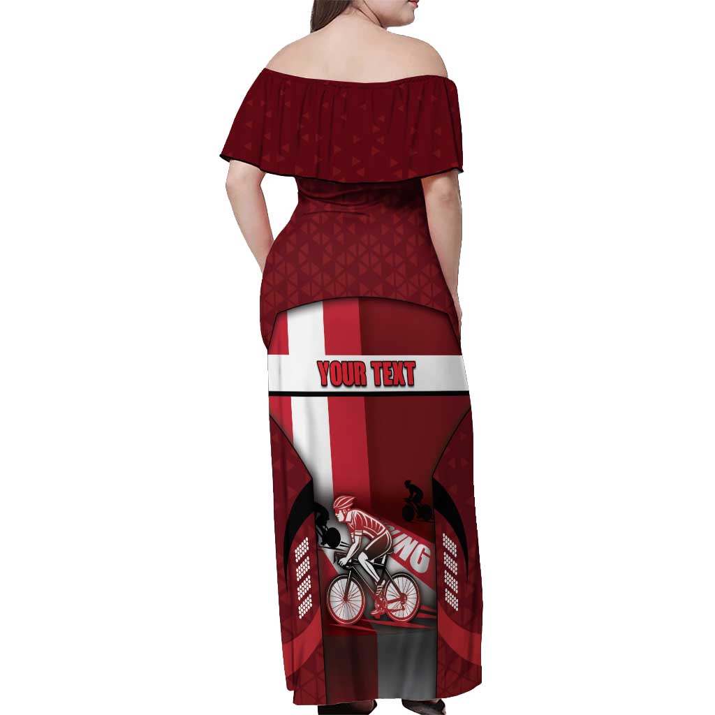 Personalized Denmark Cycling Off Shoulder Maxi Dress Sporty Style Red - Wonder Print Shop