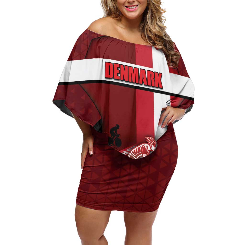 Personalized Denmark Cycling Off Shoulder Short Dress Sporty Style Red - Wonder Print Shop