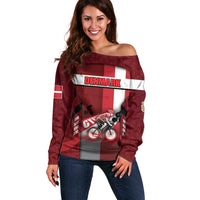 Personalized Denmark Cycling Off Shoulder Sweater Sporty Style Red - Wonder Print Shop