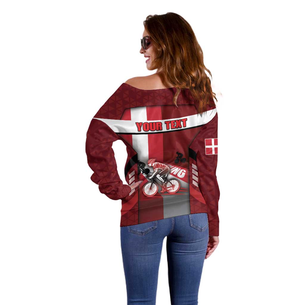 Personalized Denmark Cycling Off Shoulder Sweater Sporty Style Red - Wonder Print Shop