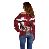 Personalized Denmark Cycling Off Shoulder Sweater Sporty Style Red - Wonder Print Shop
