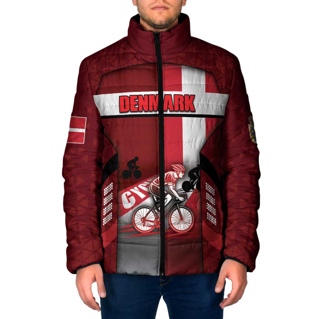 Personalized Denmark Cycling Padded Jacket Sporty Style Red - Wonder Print Shop