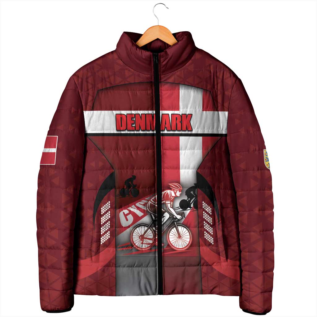 Personalized Denmark Cycling Padded Jacket Sporty Style Red - Wonder Print Shop