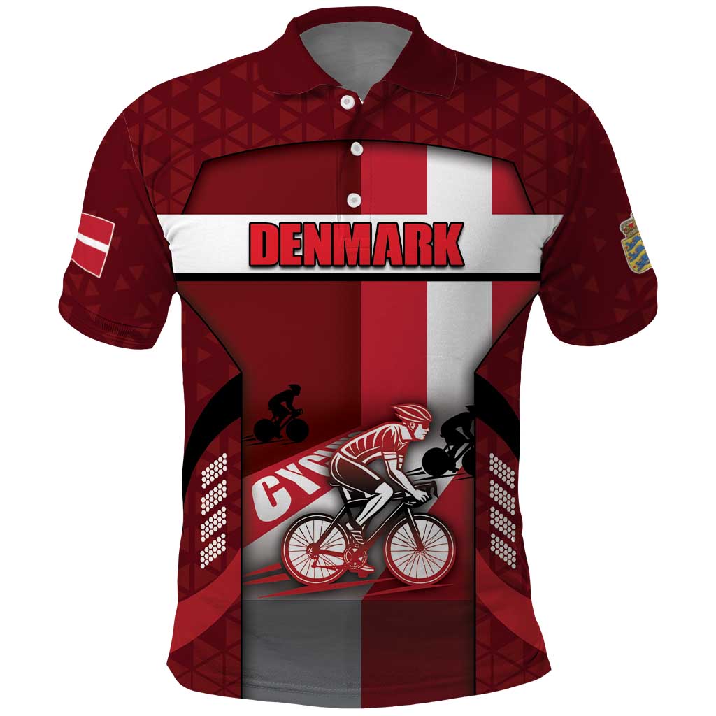 Personalized Denmark Cycling Polo Shirt Sporty Style Red - Wonder Print Shop