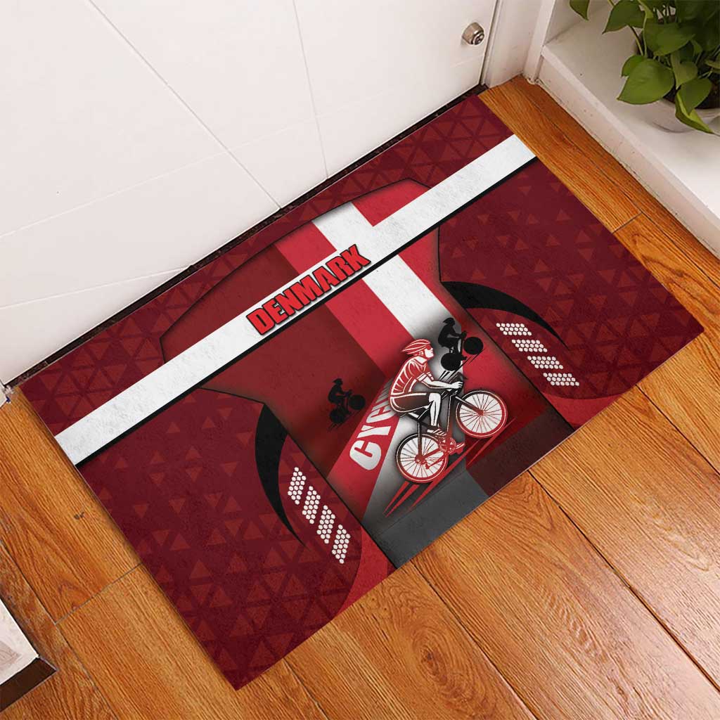 Denmark Cycling Rubber Doormat Sporty Style Red - Wonder Print Shop