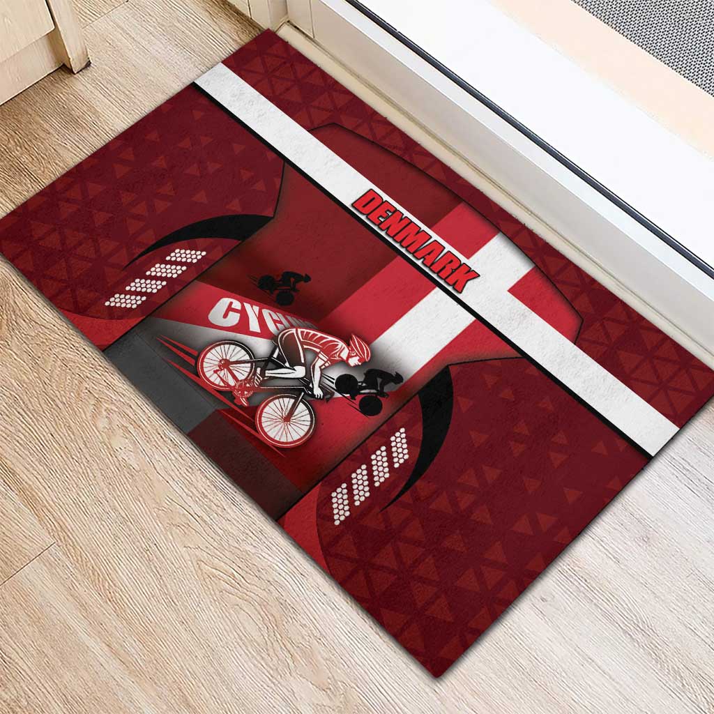 Denmark Cycling Rubber Doormat Sporty Style Red - Wonder Print Shop