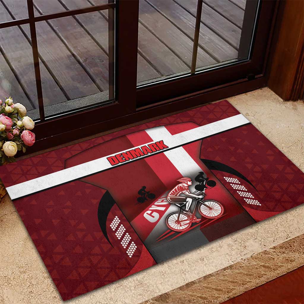 Denmark Cycling Rubber Doormat Sporty Style Red - Wonder Print Shop