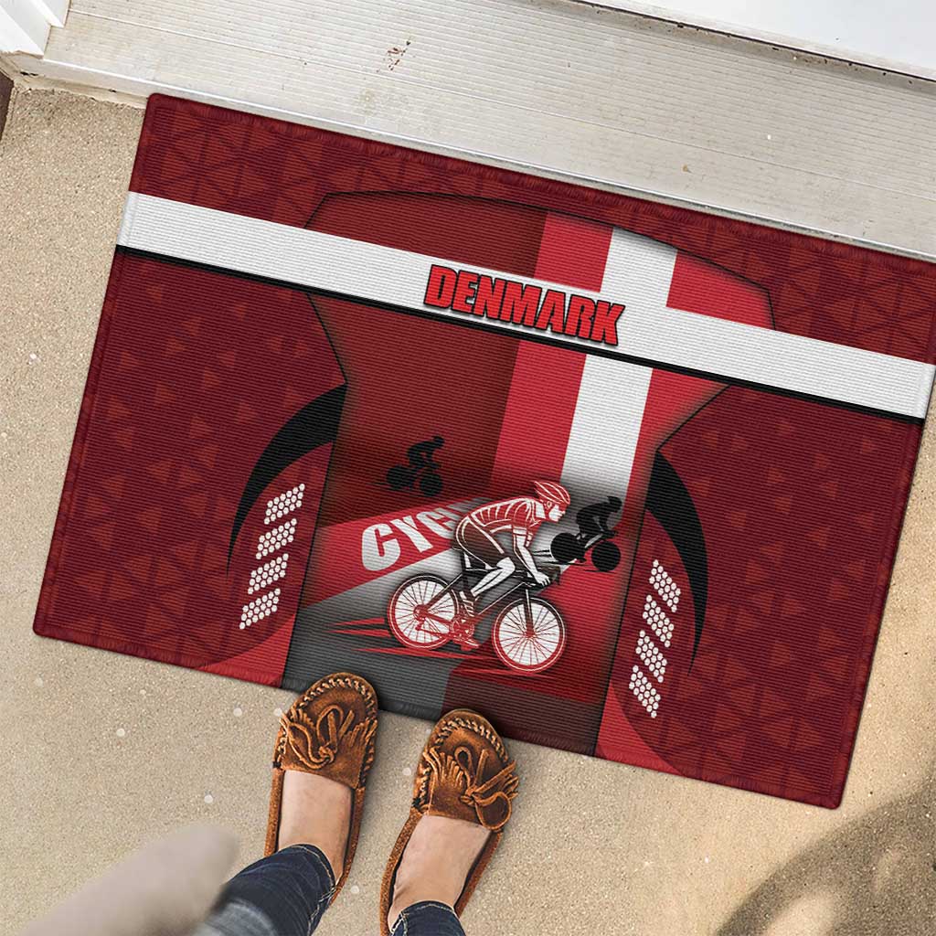 Denmark Cycling Rubber Doormat Sporty Style Red - Wonder Print Shop
