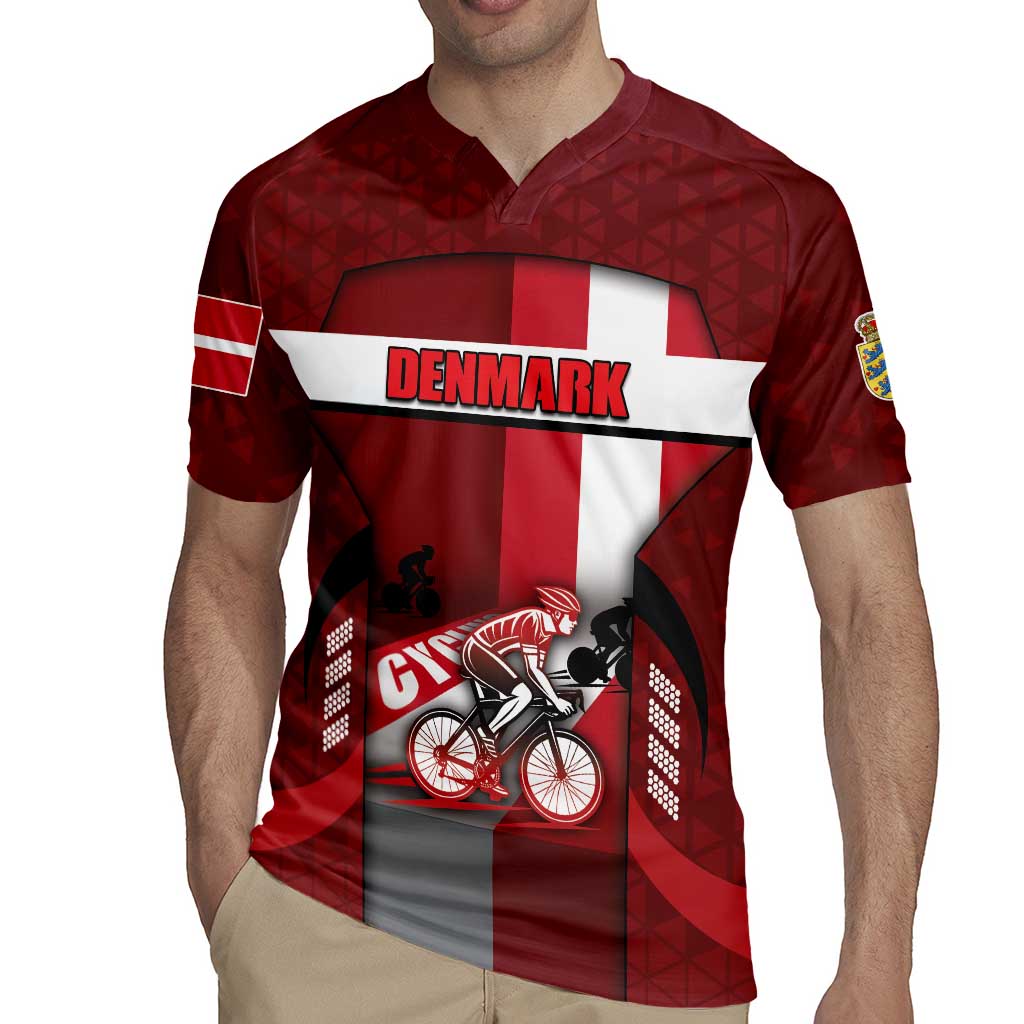 Personalized Denmark Cycling Rugby Jersey Sporty Style Red - Wonder Print Shop