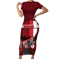 Personalized Denmark Cycling Short Sleeve Bodycon Dress Sporty Style Red - Wonder Print Shop