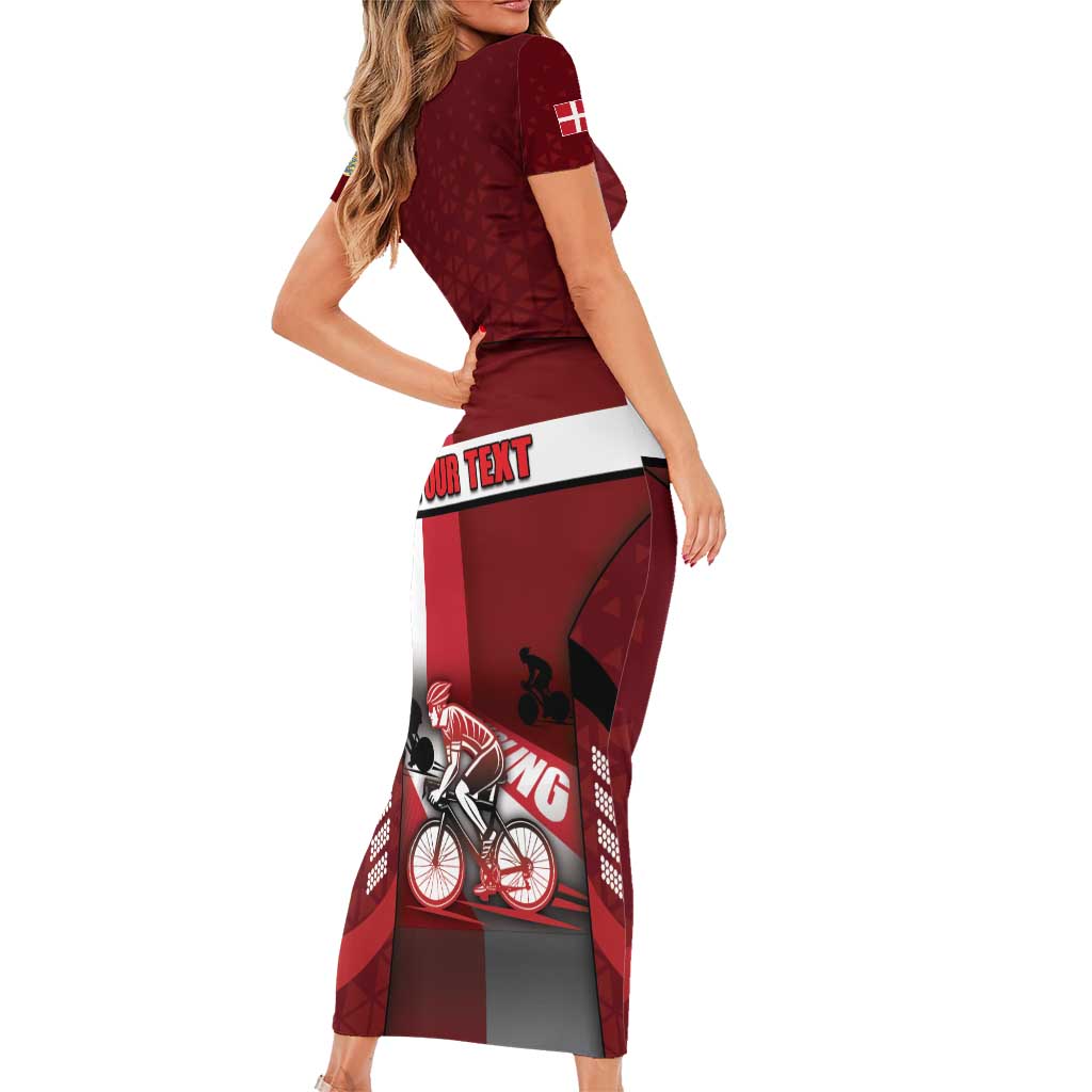 Personalized Denmark Cycling Short Sleeve Bodycon Dress Sporty Style Red - Wonder Print Shop