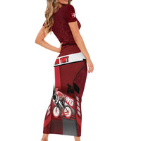 Personalized Denmark Cycling Short Sleeve Bodycon Dress Sporty Style Red - Wonder Print Shop
