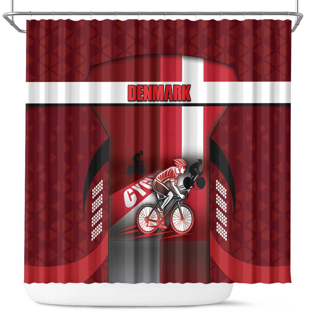 Denmark Cycling Shower Curtain Sporty Style Red - Wonder Print Shop