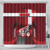 Denmark Cycling Shower Curtain Sporty Style Red - Wonder Print Shop