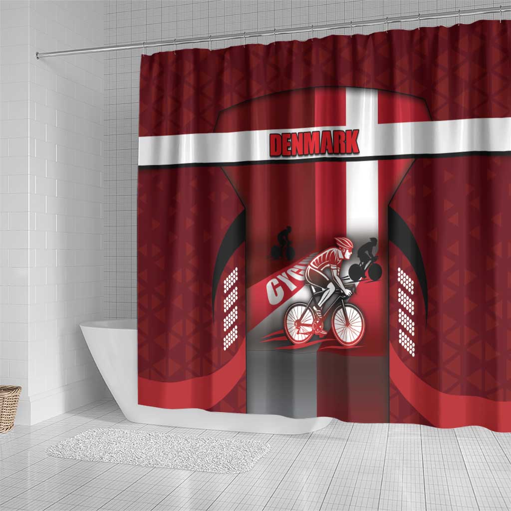 Denmark Cycling Shower Curtain Sporty Style Red - Wonder Print Shop