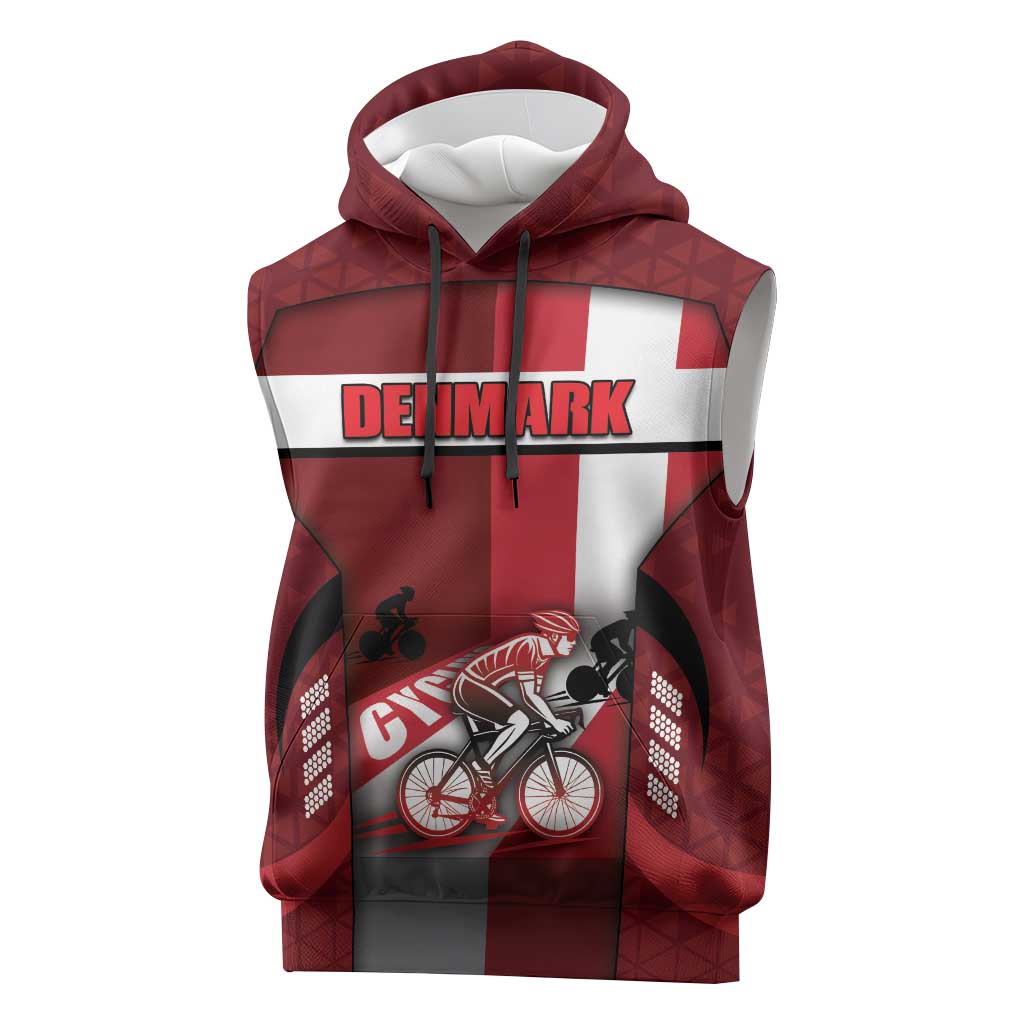 Personalized Denmark Cycling Sleeveless Hoodie Sporty Style Red - Wonder Print Shop