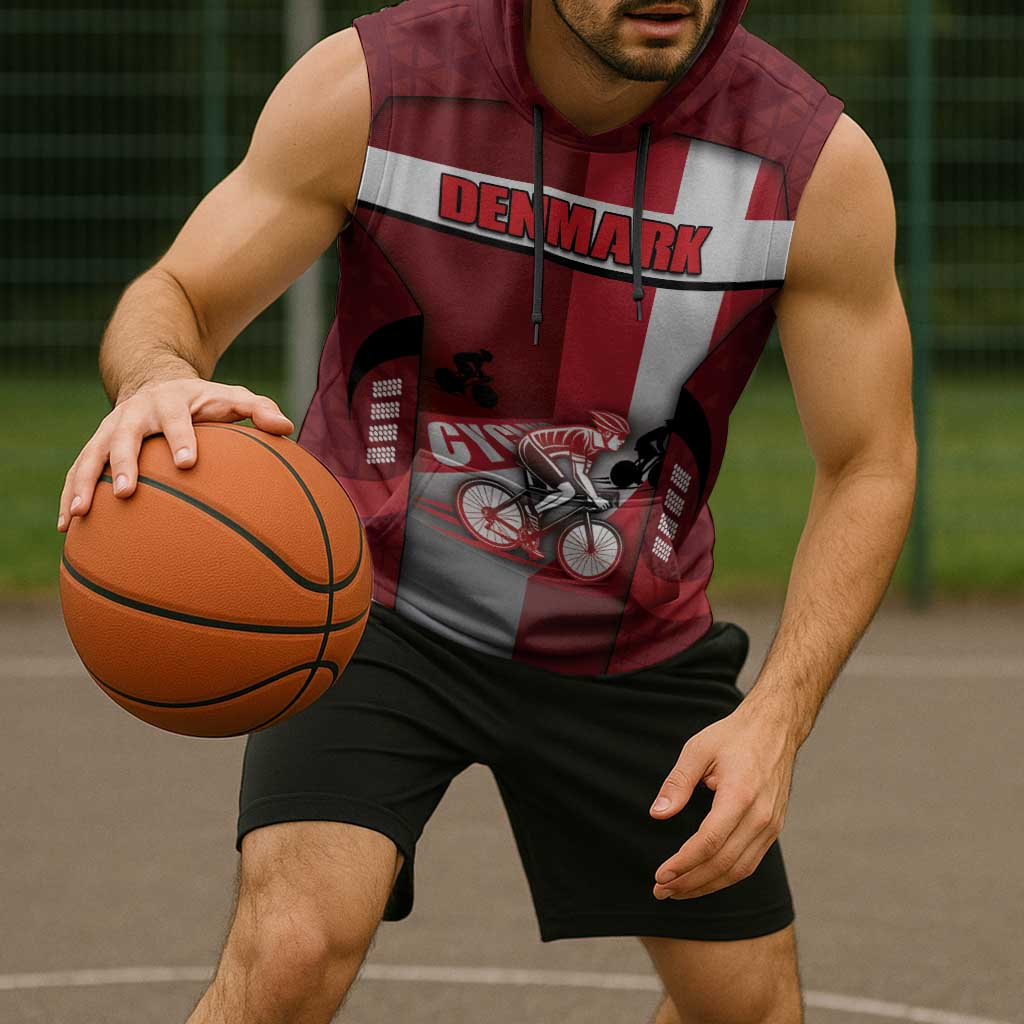 Personalized Denmark Cycling Sleeveless Hoodie Sporty Style Red - Wonder Print Shop