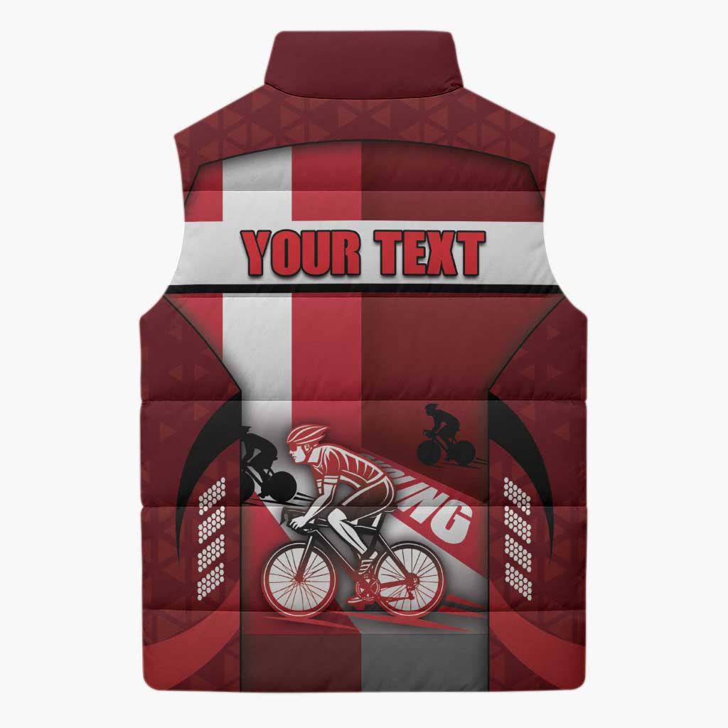 Personalized Denmark Cycling Sleeveless Puffer Jacket Sporty Style Red - Wonder Print Shop