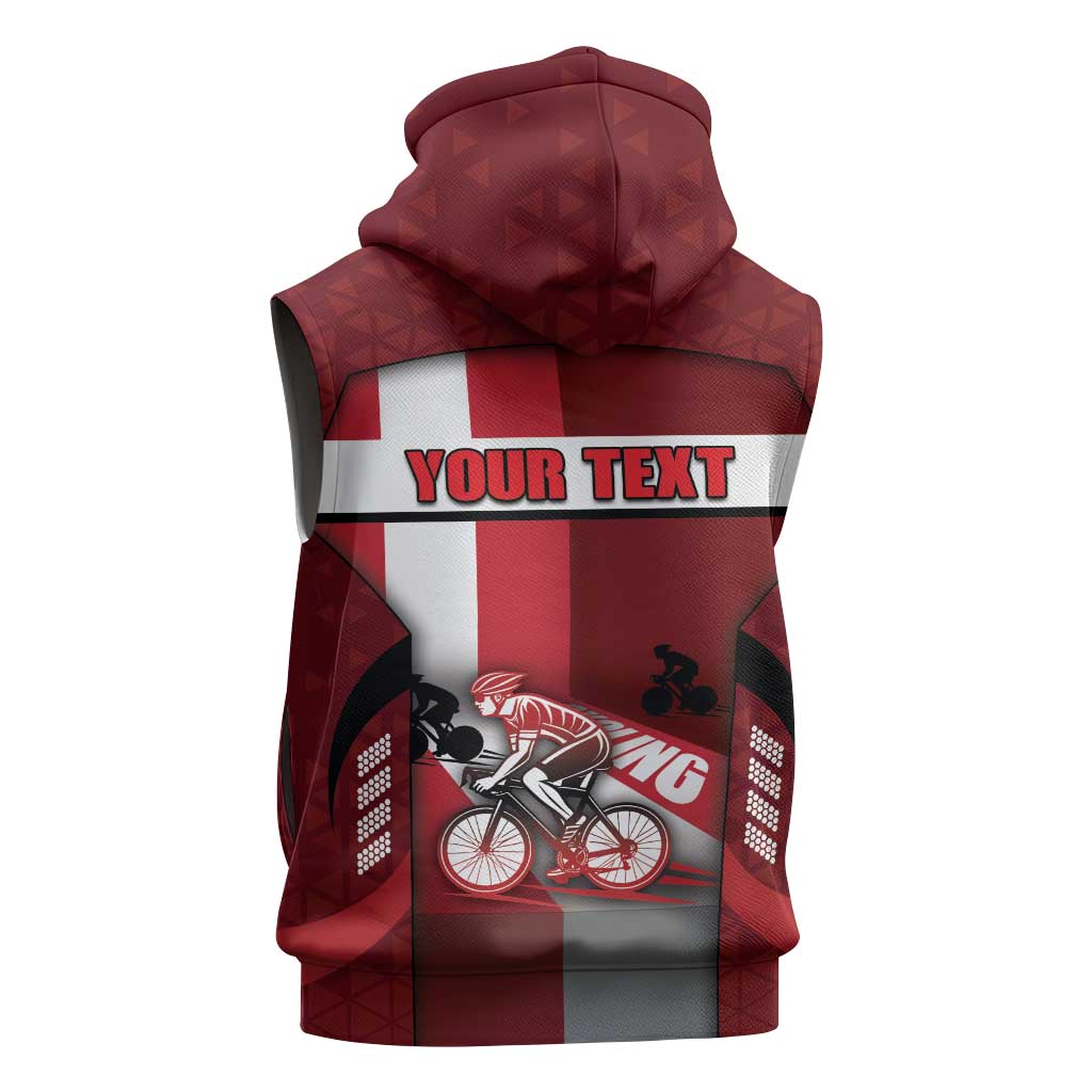 Personalized Denmark Cycling Sleeveless Zip Hoodie Sporty Style Red - Wonder Print Shop