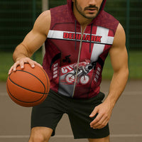 Personalized Denmark Cycling Sleeveless Zip Hoodie Sporty Style Red - Wonder Print Shop