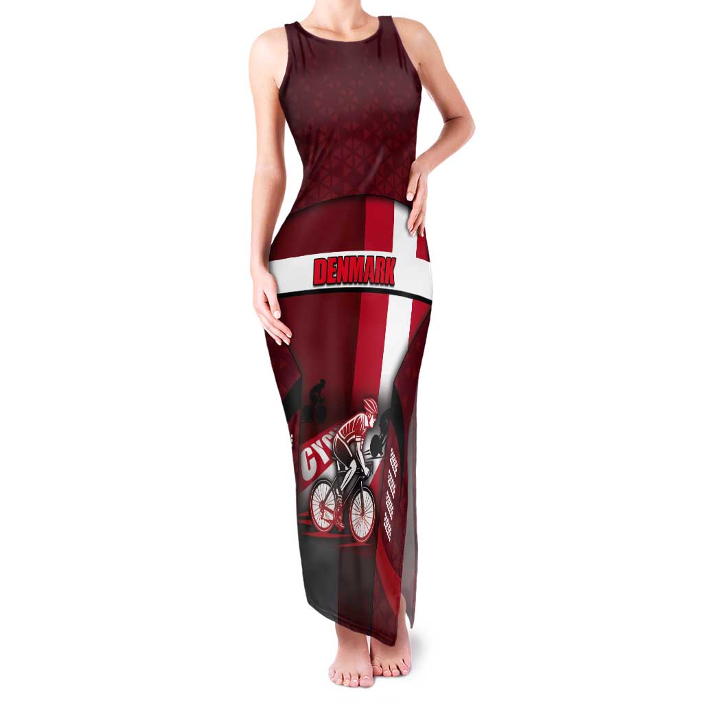 Personalized Denmark Cycling Tank Maxi Dress Sporty Style Red - Wonder Print Shop