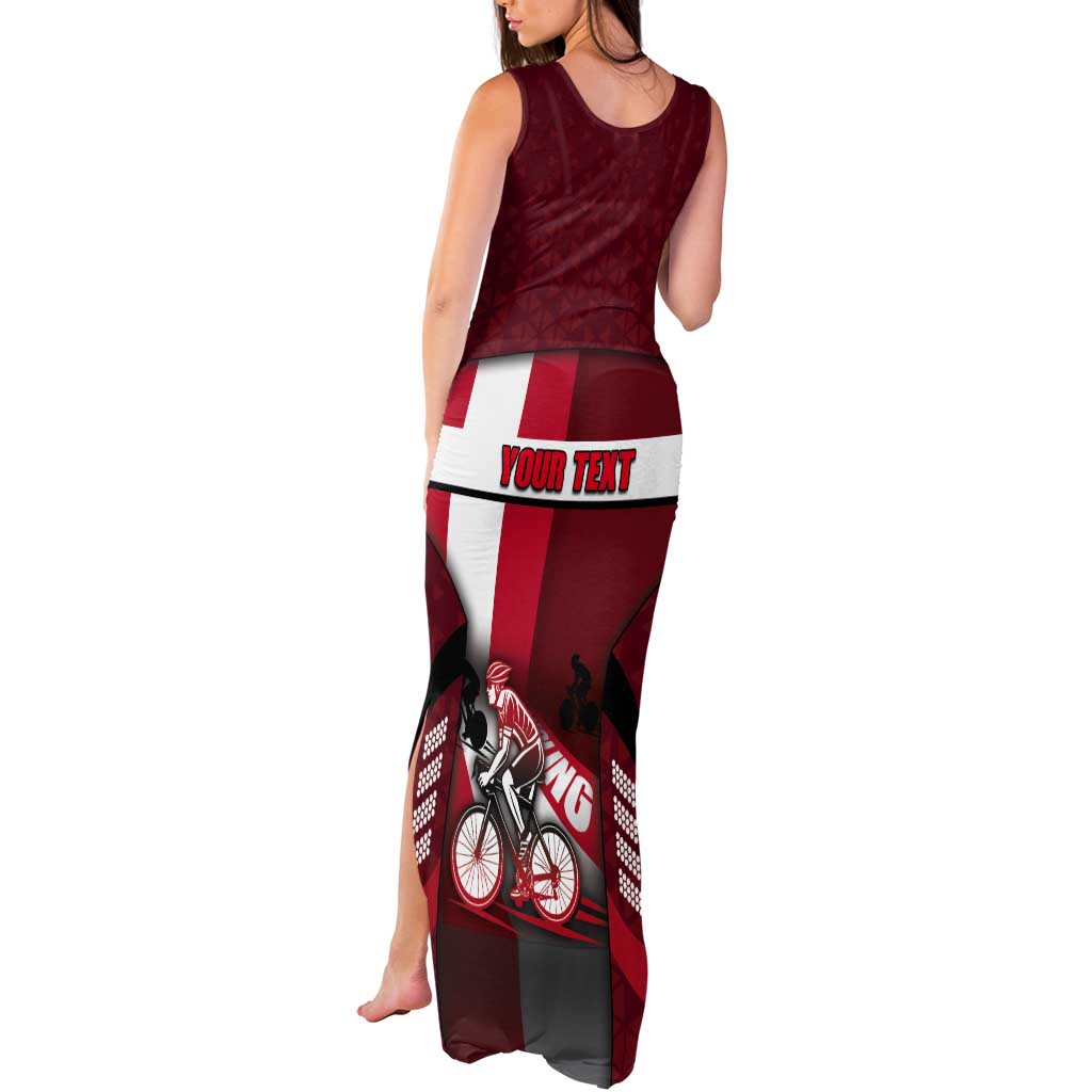 Personalized Denmark Cycling Tank Maxi Dress Sporty Style Red - Wonder Print Shop