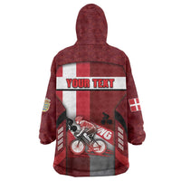 Personalized Denmark Cycling Wearable Blanket Hoodie Sporty Style Red - Wonder Print Shop