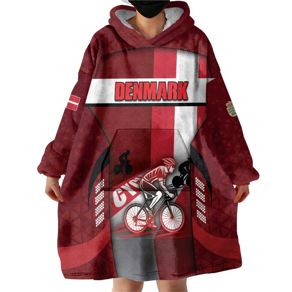 Personalized Denmark Cycling Wearable Blanket Hoodie Sporty Style Red - Wonder Print Shop